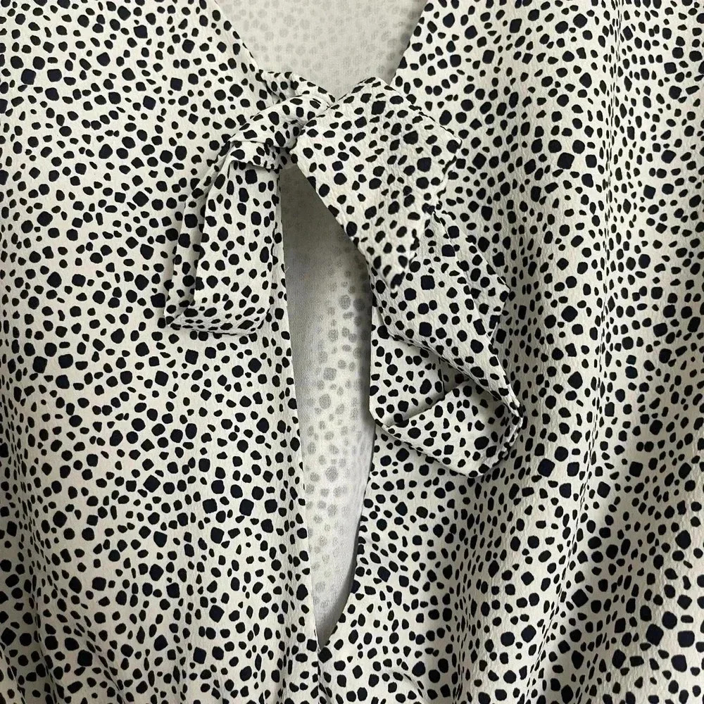 Zara Dots Print V-Neck Elbow Sleeve Open Back Romper White Black Size S - Picture 7 of 12